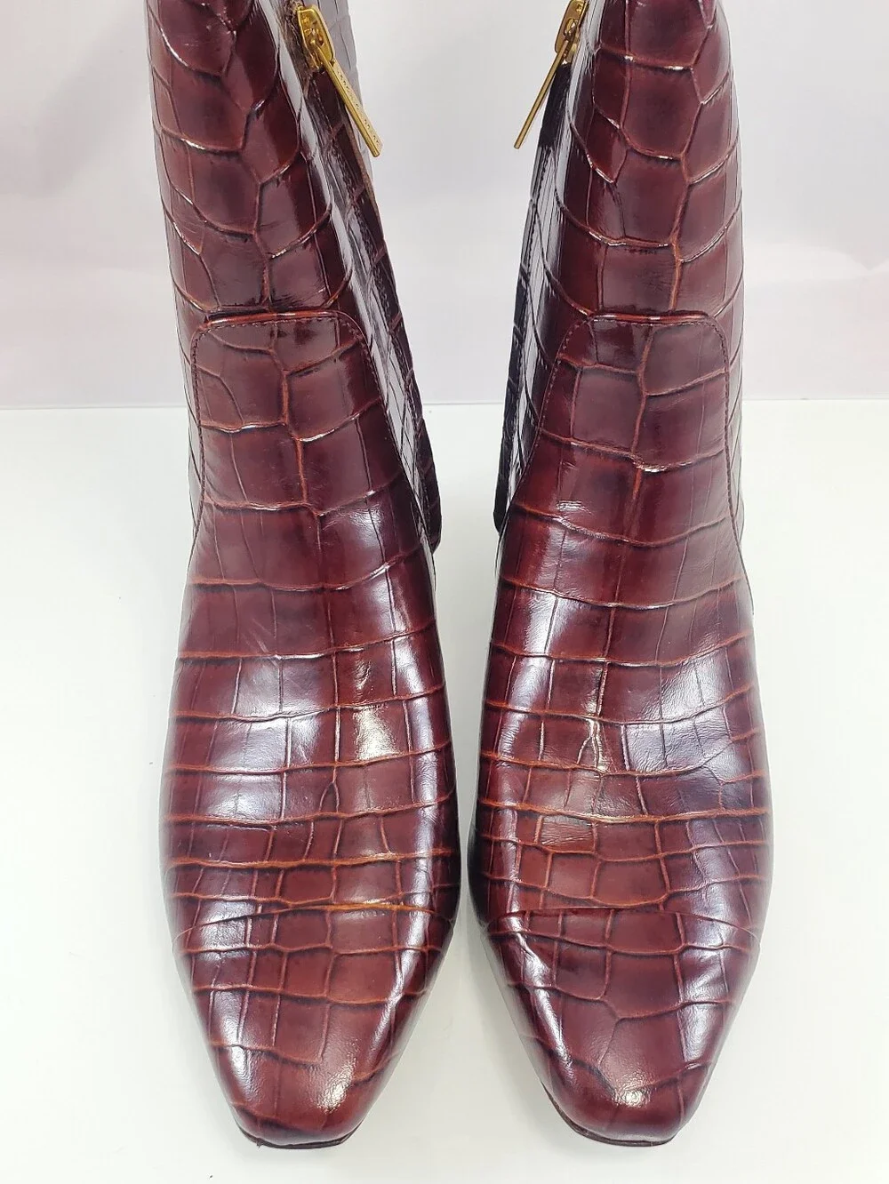 NWT$795 Veronica Beard Cecile Croc Embossed Knee High Boots Sz 6.5